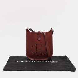 Pre Owned Hermes Rouge Grenat Box Calf Long Strap Evelyne TPM Bag