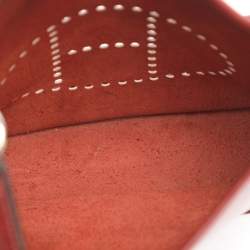 Pre Owned Hermes Rouge Grenat Box Calf Long Strap Evelyne TPM Bag