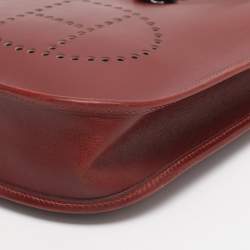 Pre Owned Hermes Rouge Grenat Box Calf Long Strap Evelyne TPM Bag