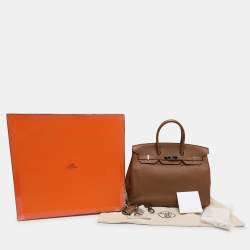 Pre Owned Hermes Alezan Taurillon Clemence Leather Palladium Finish Birkin 35 Bag