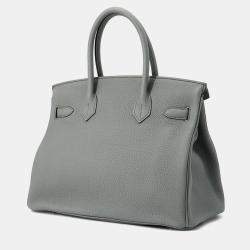 Pre Owned Hermes Birkin  Size 30 Vert Amand Togo Leather Bag 
