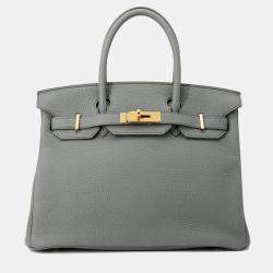 Pre Owned Hermes Birkin  Size 30 Vert Amand Togo Leather Bag 