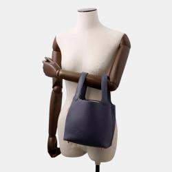 Pre Owned Hermes Picotin Lock 18 Blue Nuit Taurillon Clemence 