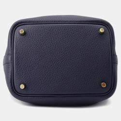 Pre Owned Hermes Picotin Lock 18 Blue Nuit Taurillon Clemence 
