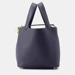 Pre Owned Hermes Picotin Lock 18 Blue Nuit Taurillon Clemence 