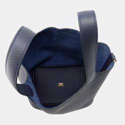 Pre Owned Hermes Picotin Lock 18 Blue Nuit Taurillon Clemence 