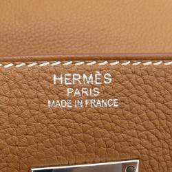 Pre Owned Hermes Kelly Maxi 42 Gold Togo Leather Bag