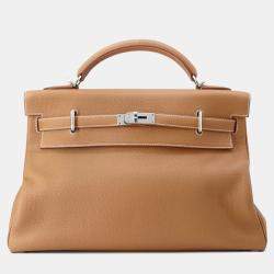 Pre Owned Hermes Kelly Maxi 42 Gold Togo Leather Bag