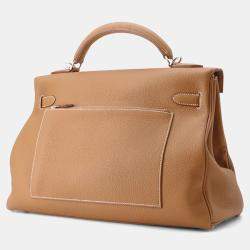 Pre Owned Hermes Kelly Maxi 42 Gold Togo Leather Bag
