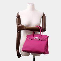 Pre Owned Hermes Birkin Rose Purple 30 Togo Leather Bag 