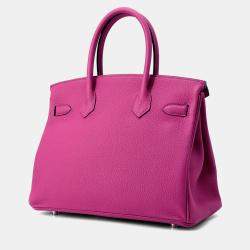 Pre Owned Hermes Birkin Rose Purple 30 Togo Leather Bag 