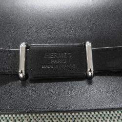 Pre Owned Hermes Herbag Zip  Size Mini Ecru/Black Toile Military Vache Hunter Leather Bag   