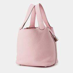 Pre Owned Hermes Picotin Lock Rose Sakura Taurillon Clemence PM
