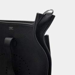 Pre Owned Hermes Evelyne3 Black Taurillon Clemence GM Tote