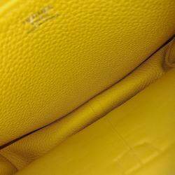 Pre Owned Hermes Halzan  Yellow Leather Bag