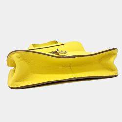 Pre Owned Hermes Halzan  Yellow Leather Bag