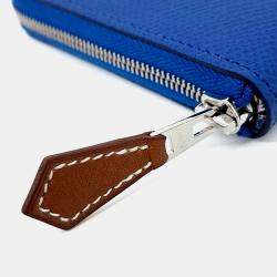 Pre Owned Hermes Blue Leather Silky Half Wallet