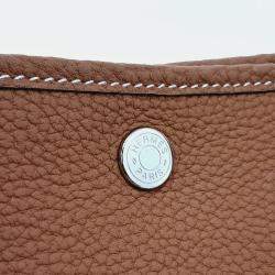 Pre Owned Hermes Garden Party 36 Brown Leather Bag