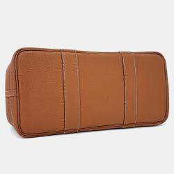 Pre Owned Hermes Garden Party 36 Brown Leather Bag