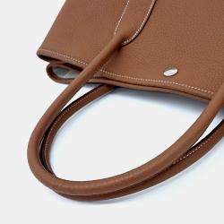 Pre Owned Hermes Garden Party 36 Brown Leather Bag