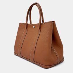 Pre Owned Hermes Garden Party 36 Brown Leather Bag
