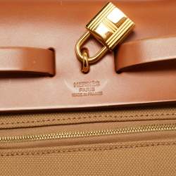 Pre Owned حقيبة هيرميس هيرباج 31 قماش تويلي إيكرو/طبيعي جلدي عجل فاش