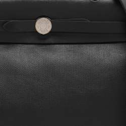 Pre Owned Hermes Black Coated Canvas and Leather Limited Edition Herbag Zip 31 Bag