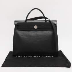 Pre Owned Hermes Black Coated Canvas and Leather Limited Edition Herbag Zip 31 Bag