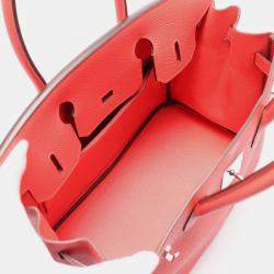 Pre Owned Hermes Birkin 30 Rouge Pivoine Epsom Leather Tote Bag