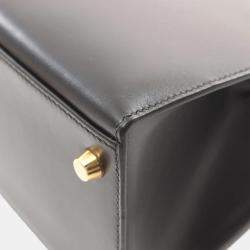 Pre Owned Hermes Kelly 28 Black Box Calf Leather Top Handle Bag