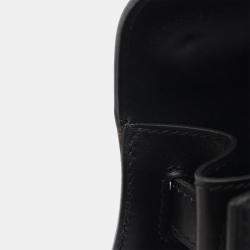 Pre Owned Hermes Kelly 28 Black Box Calf Leather Top Handle Bag
