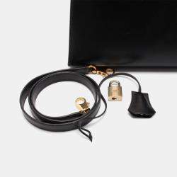 Pre Owned Hermes Kelly 28 Black Box Calf Leather Top Handle Bag