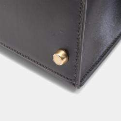 Pre Owned Hermes Kelly 28 Black Box Calf Leather Top Handle Bag