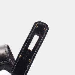 Pre Owned Hermes Kelly 28 Black Box Calf Leather Top Handle Bag