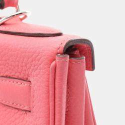 Pre Owned Hermes Kelly 28 Rose Dete Taurillon Clemence Leather Tote Bag