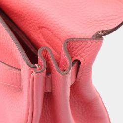 Pre Owned Hermes Kelly 28 Rose Dete Taurillon Clemence Leather Tote Bag