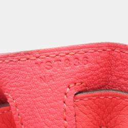 Pre Owned Hermes Kelly 28 Rose Dete Taurillon Clemence Leather Tote Bag