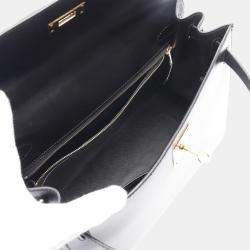 Pre Owned Hermes Kelly 28 Black Box Calf Leather Top Handle Bag