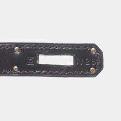 Pre Owned Hermes Kelly 28 Black Box Calf Leather Top Handle Bag