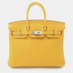 Pre Owned Hermes Birkin 25 Jaune Ambre Togo Leather Tote Bag