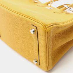 Pre Owned Hermes Birkin 25 Jaune Ambre Togo Leather Tote Bag