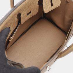 Pre Owned Hermes Birkin 25 Chai Togo Leather Tote Bag