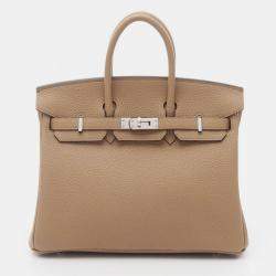Pre Owned Hermes Birkin 25 Chai Togo Leather Tote Bag