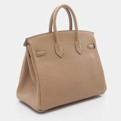 Pre Owned Hermes Birkin 25 Chai Togo Leather Tote Bag