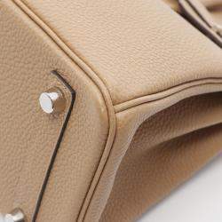 Pre Owned Hermes Birkin 25 Chai Togo Leather Tote Bag
