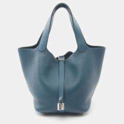Pre Owned Hermes Picotin Lock 22 Colvert Taurillon Clemence Leather Shoulder Bag