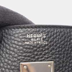 Pre Owned Hermes Birkin 30 Black Taurillon Clemence Leather Tote Bag