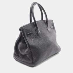 Pre Owned Hermes Birkin 30 Black Taurillon Clemence Leather Tote Bag