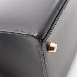 Pre Owned Hermes Kelly 28 Black Box Calf Leather Top Handle Bag