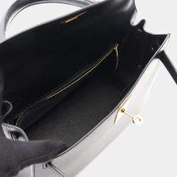 Pre Owned Hermes Kelly 28 Black Box Calf Leather Top Handle Bag